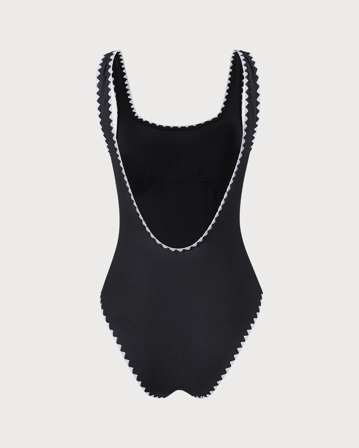 Traje de baño de una pieza negro con contraste acanalado