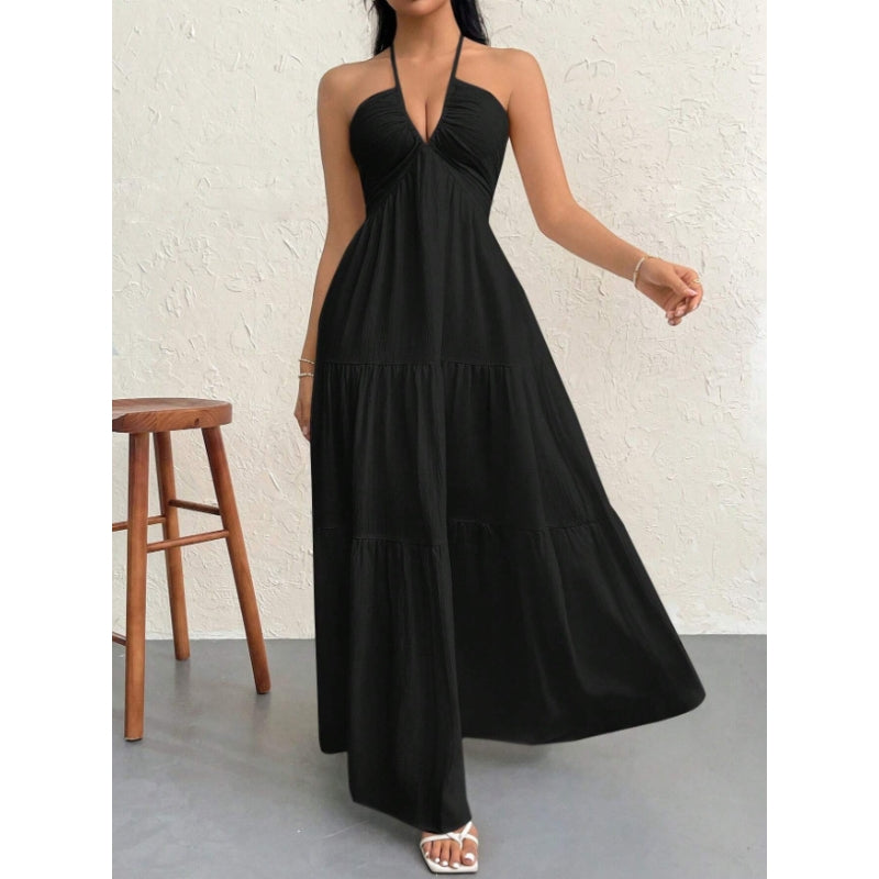 Three-Tier Halter Maxi Dress