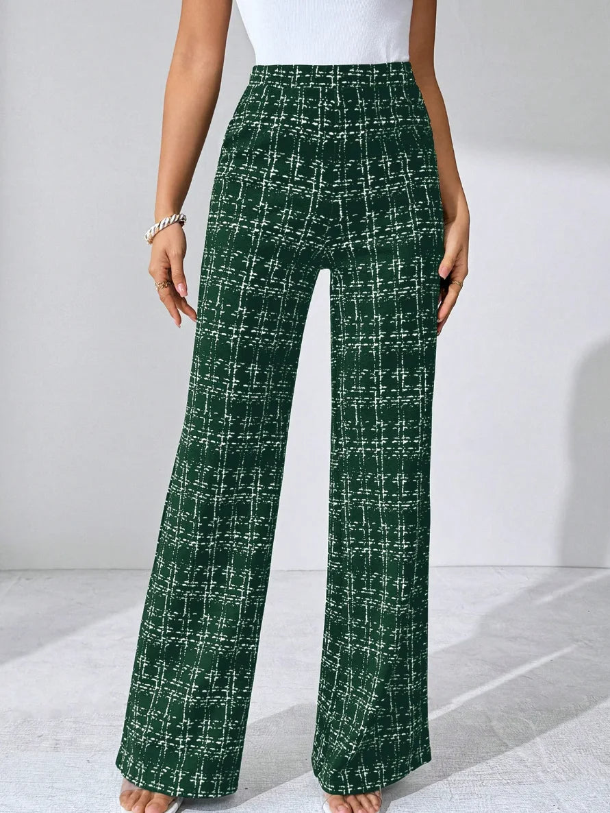 Plaid flared trousers