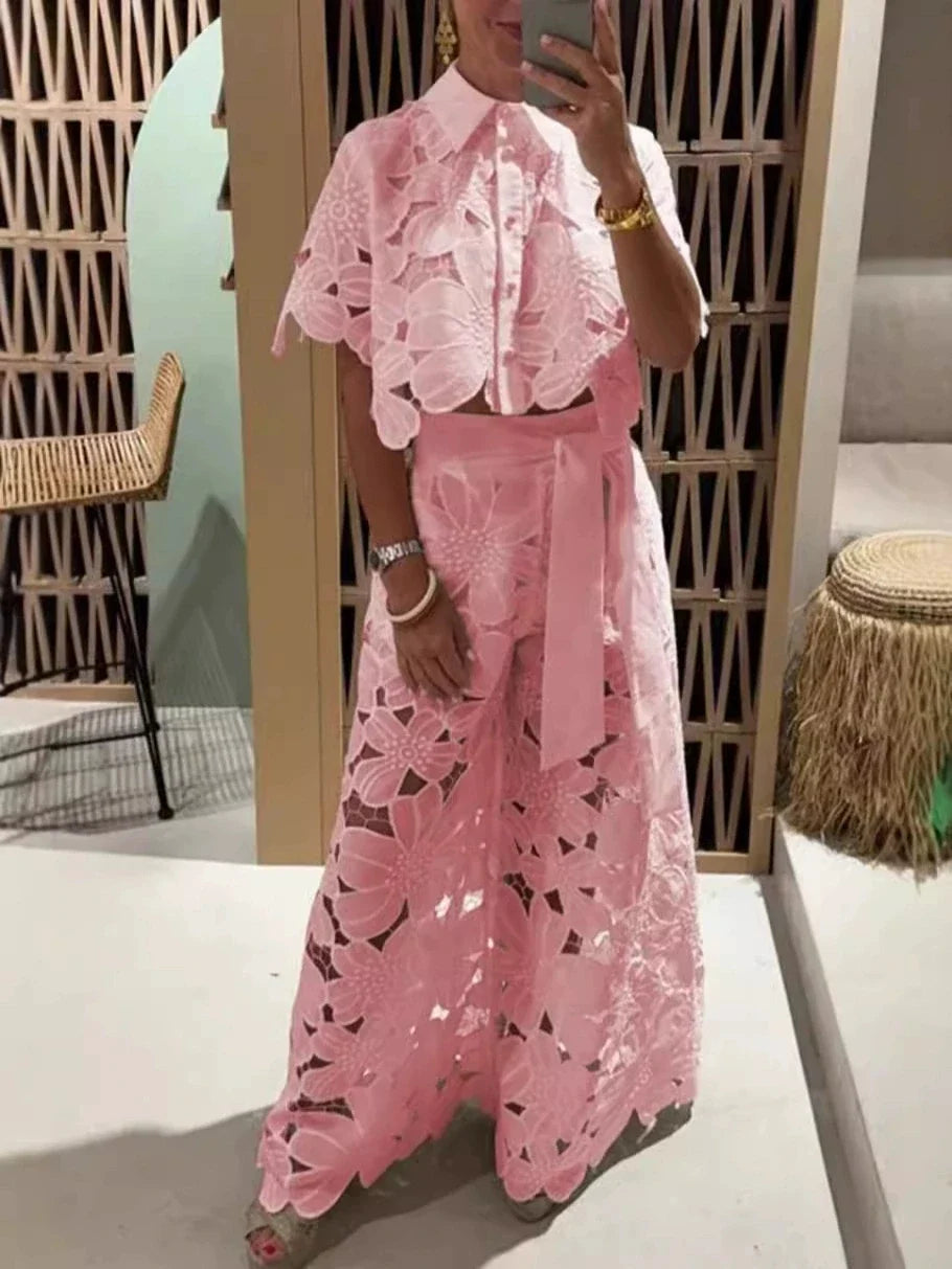 Irla embroidered two-piece set