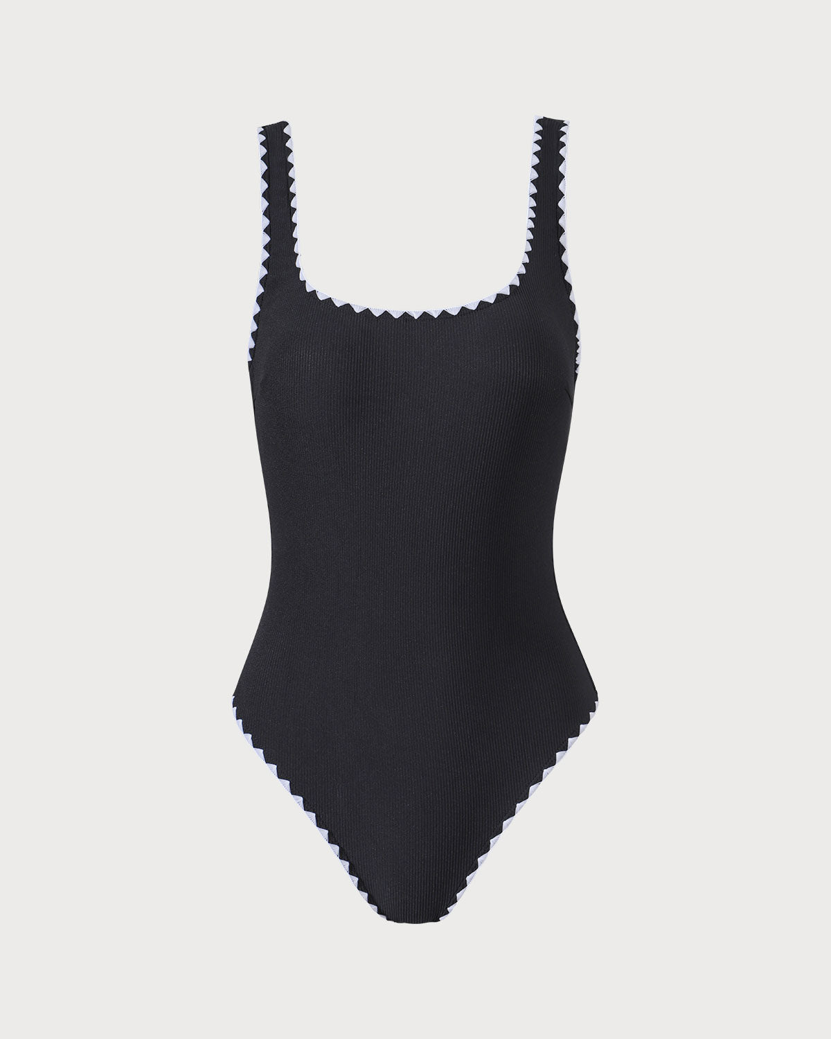 Traje de baño de una pieza negro con contraste acanalado