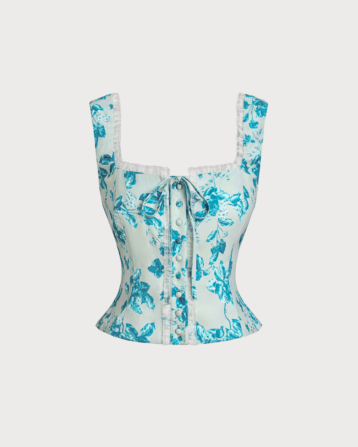 Top de tirantes cuadrado con flores azules