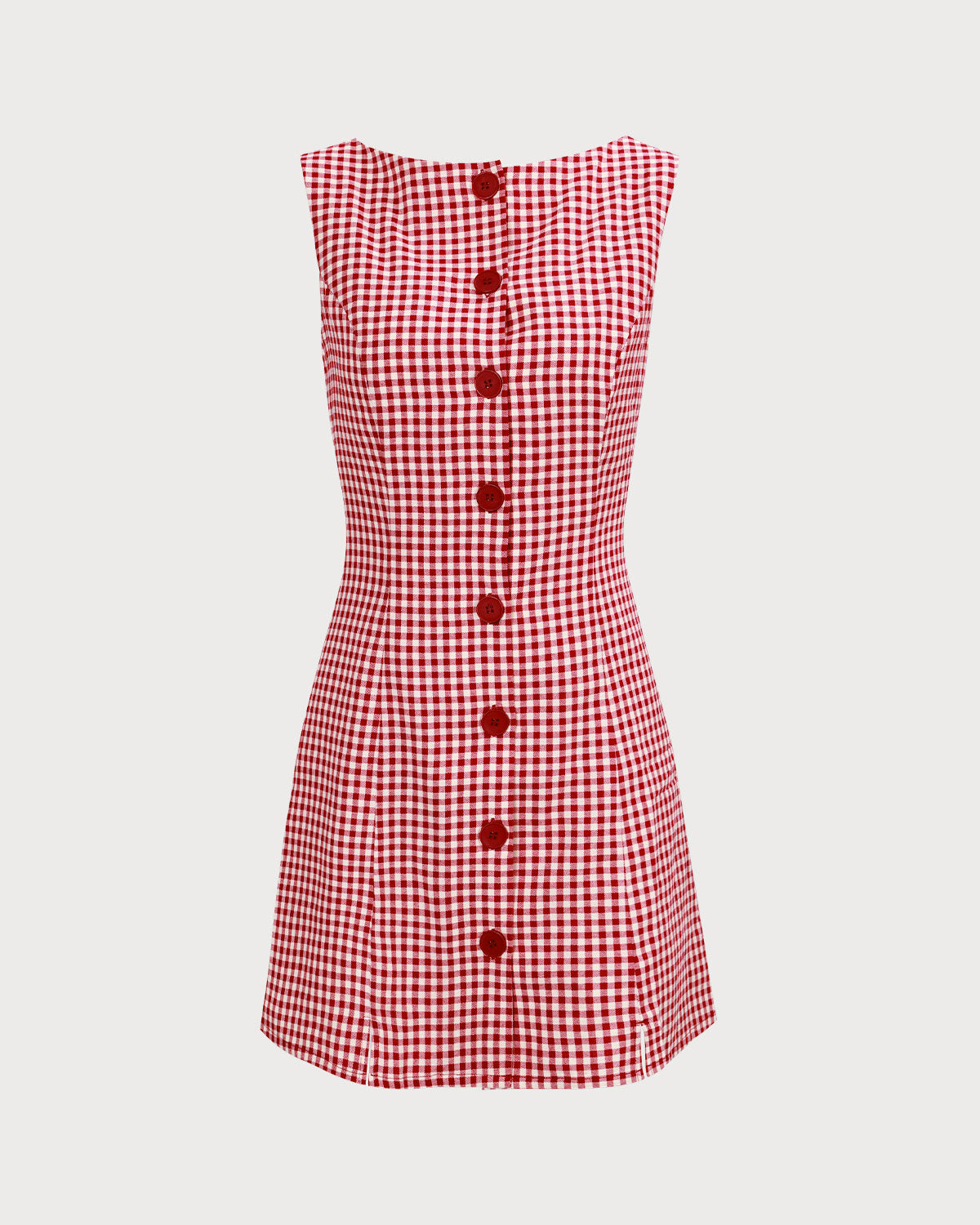 El mini vestido de cuadros rojo con cuello barco