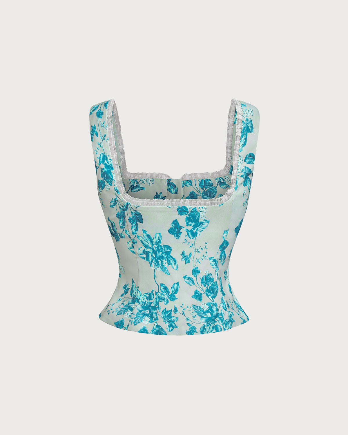 Top de tirantes cuadrado con flores azules
