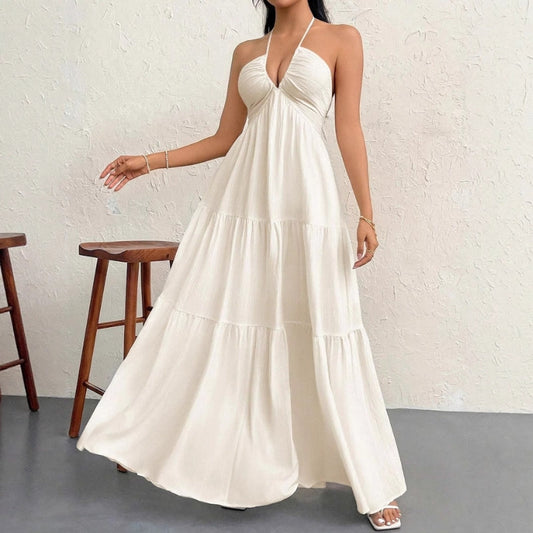 Three-Tier Halter Maxi Dress