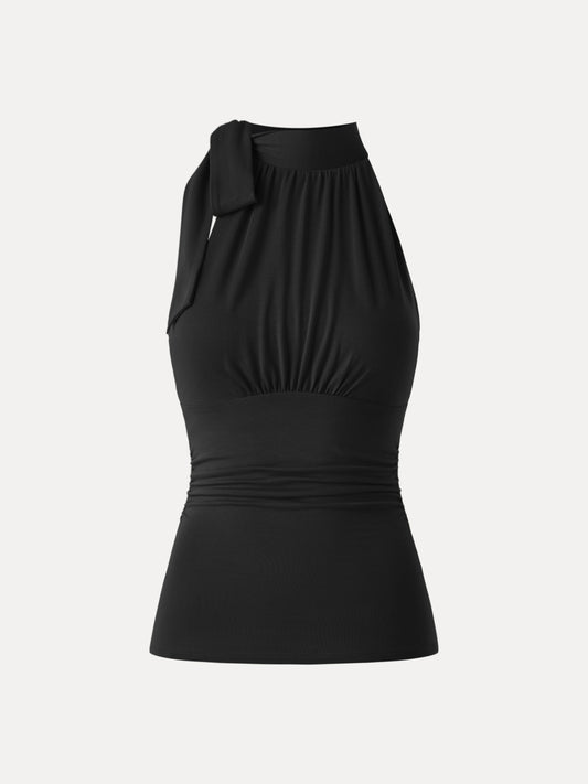 Lightweight high neck tie back bra top