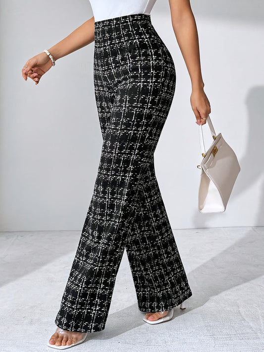 Plaid flared trousers