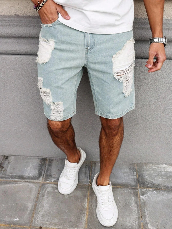 Pedri distressed denim shorts