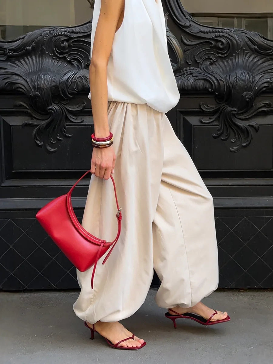 Pantalones de algodón de pierna ancha