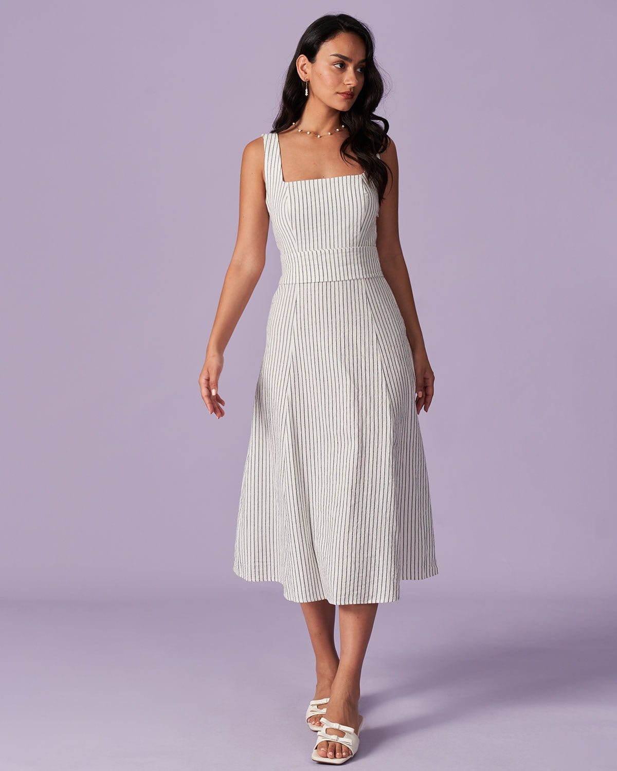 Vestido Midi de Rayas con Botones