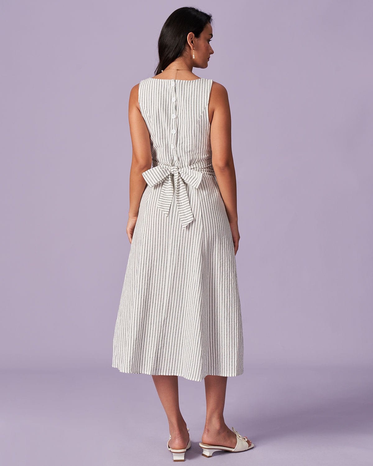 Vestido Midi de Rayas con Botones