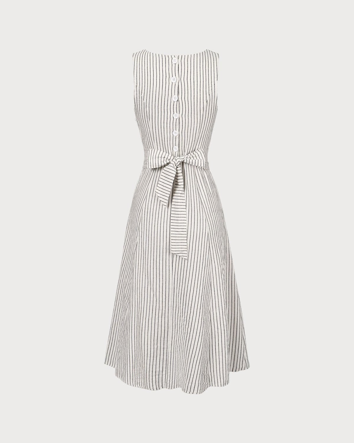 Vestido Midi de Rayas con Botones