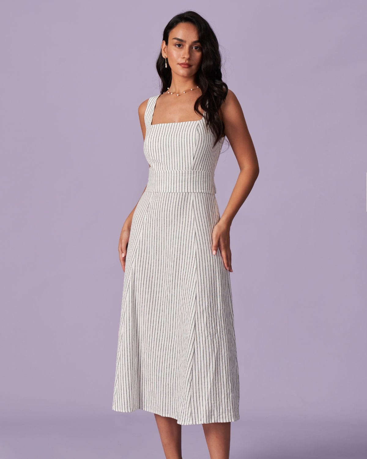 Vestido Midi de Rayas con Botones