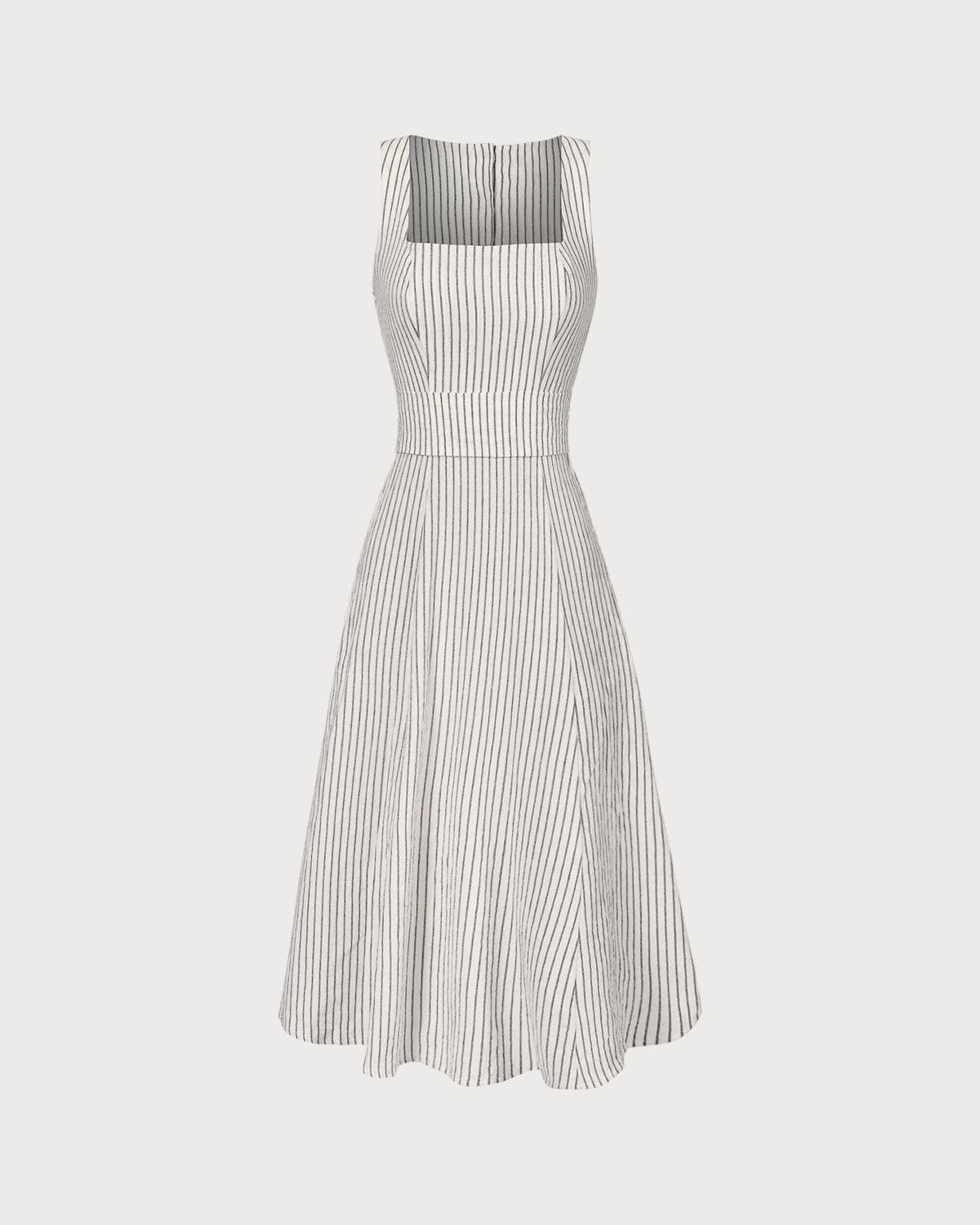 Vestido Midi de Rayas con Botones
