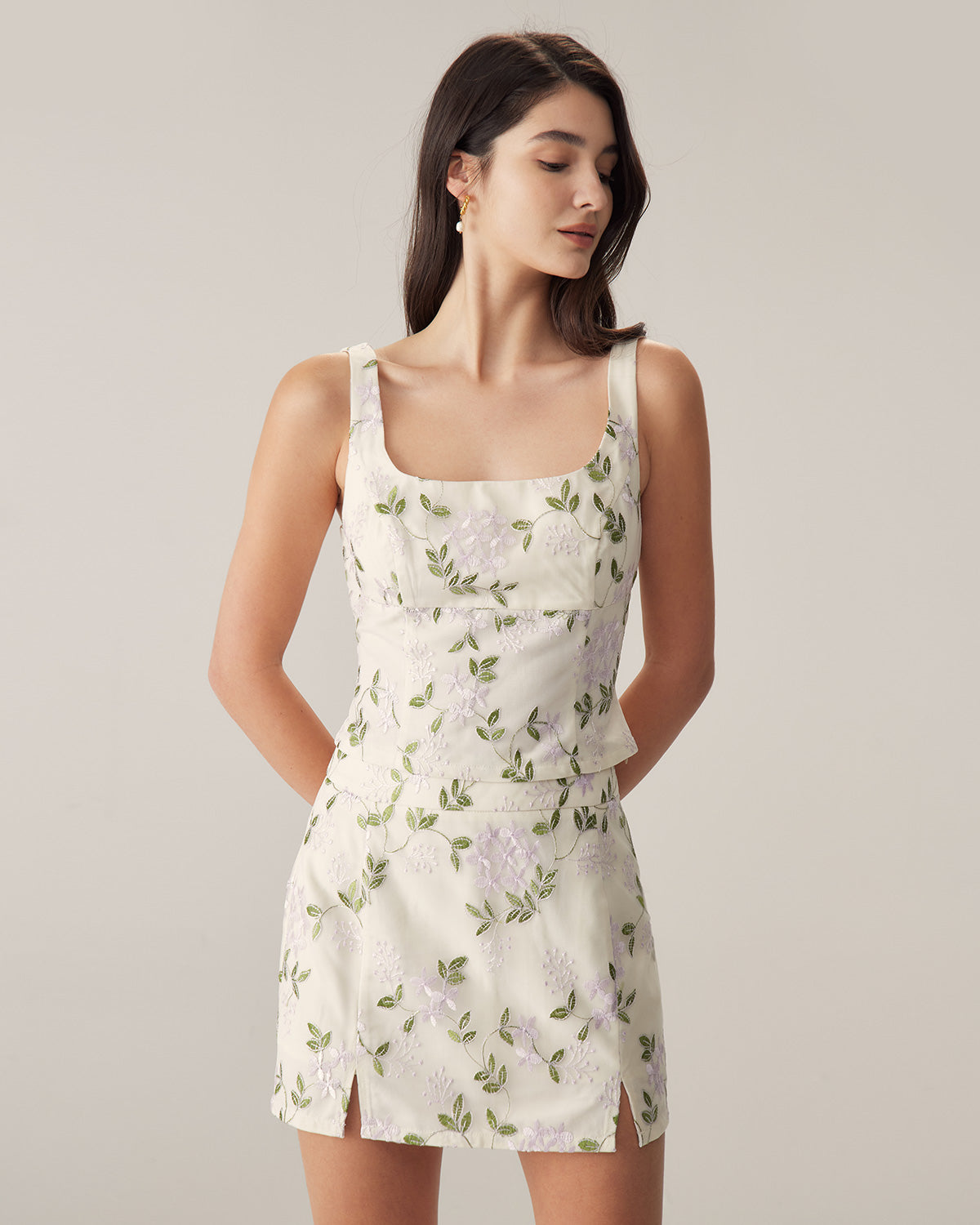 Falda Mini Bordada Floral