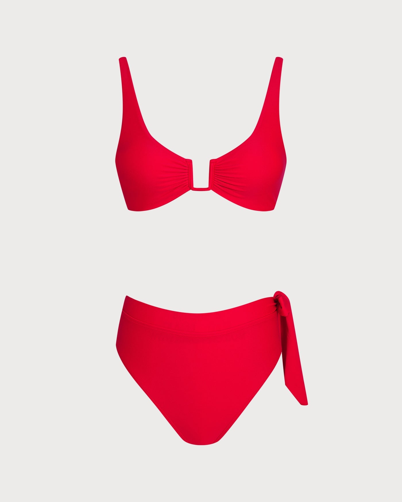 Conjunto de Bikini Triángulo de Cintura Natural Rojo