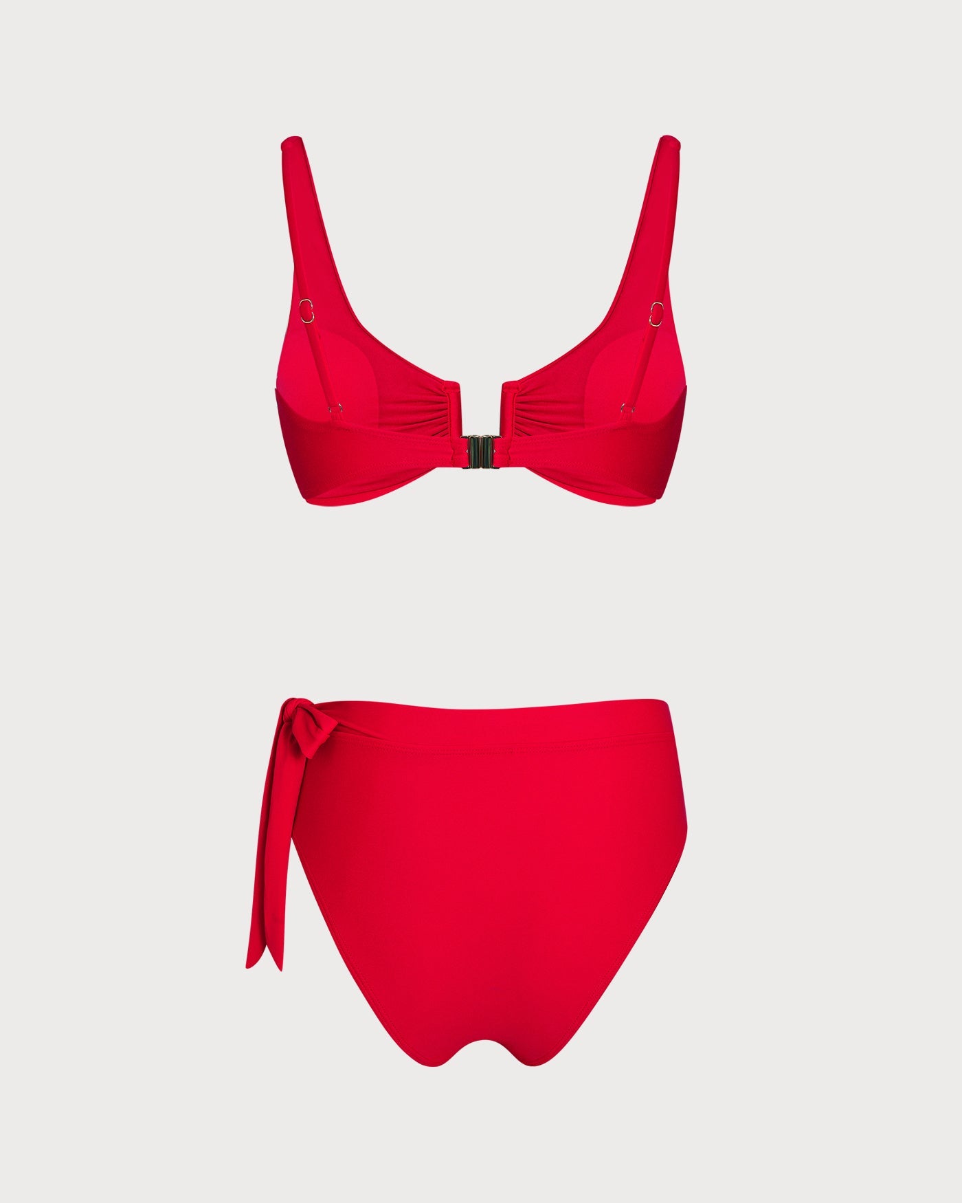 Conjunto de Bikini Triángulo de Cintura Natural Rojo