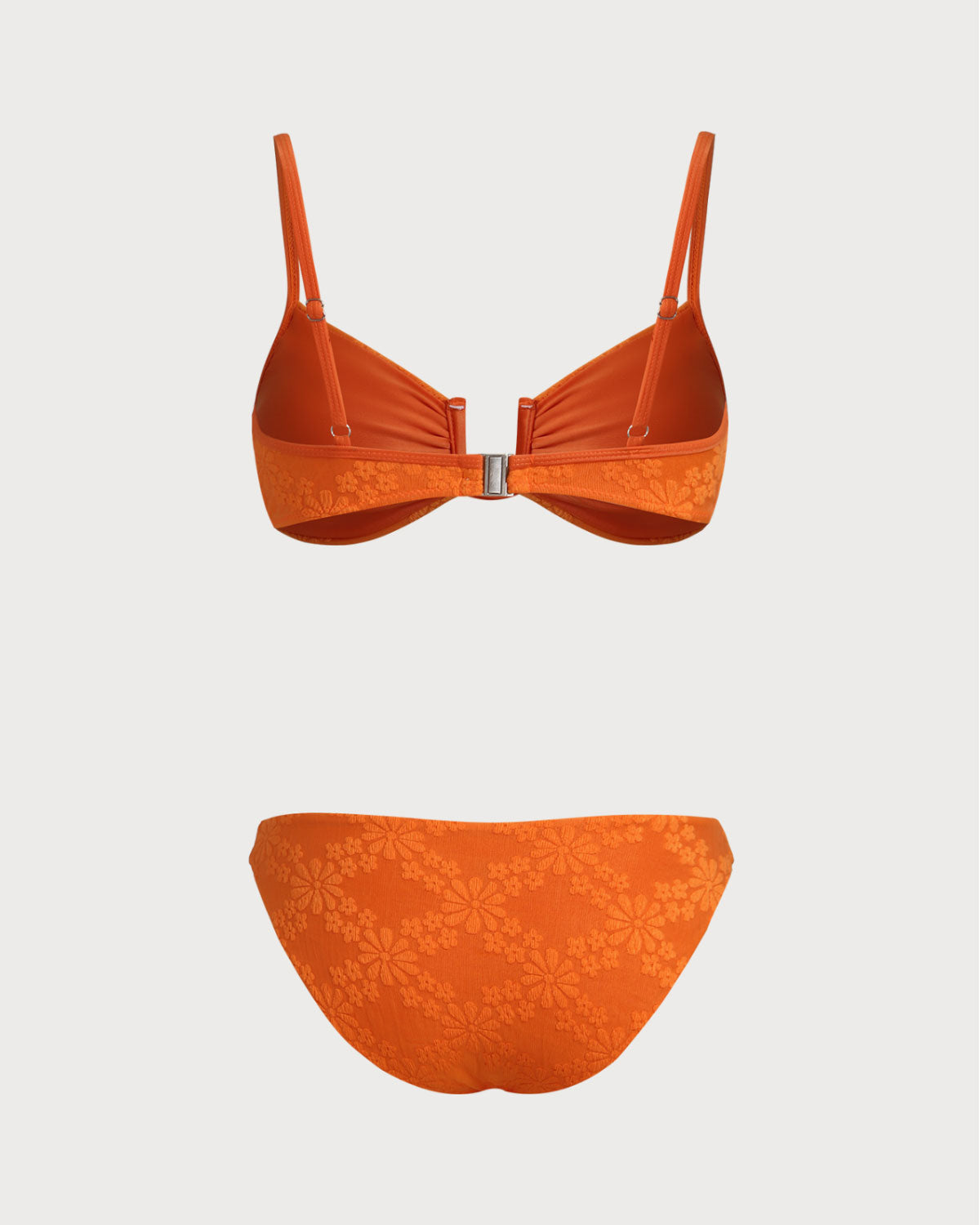 Conjunto de bikini tipo bralette de jacquard naranja