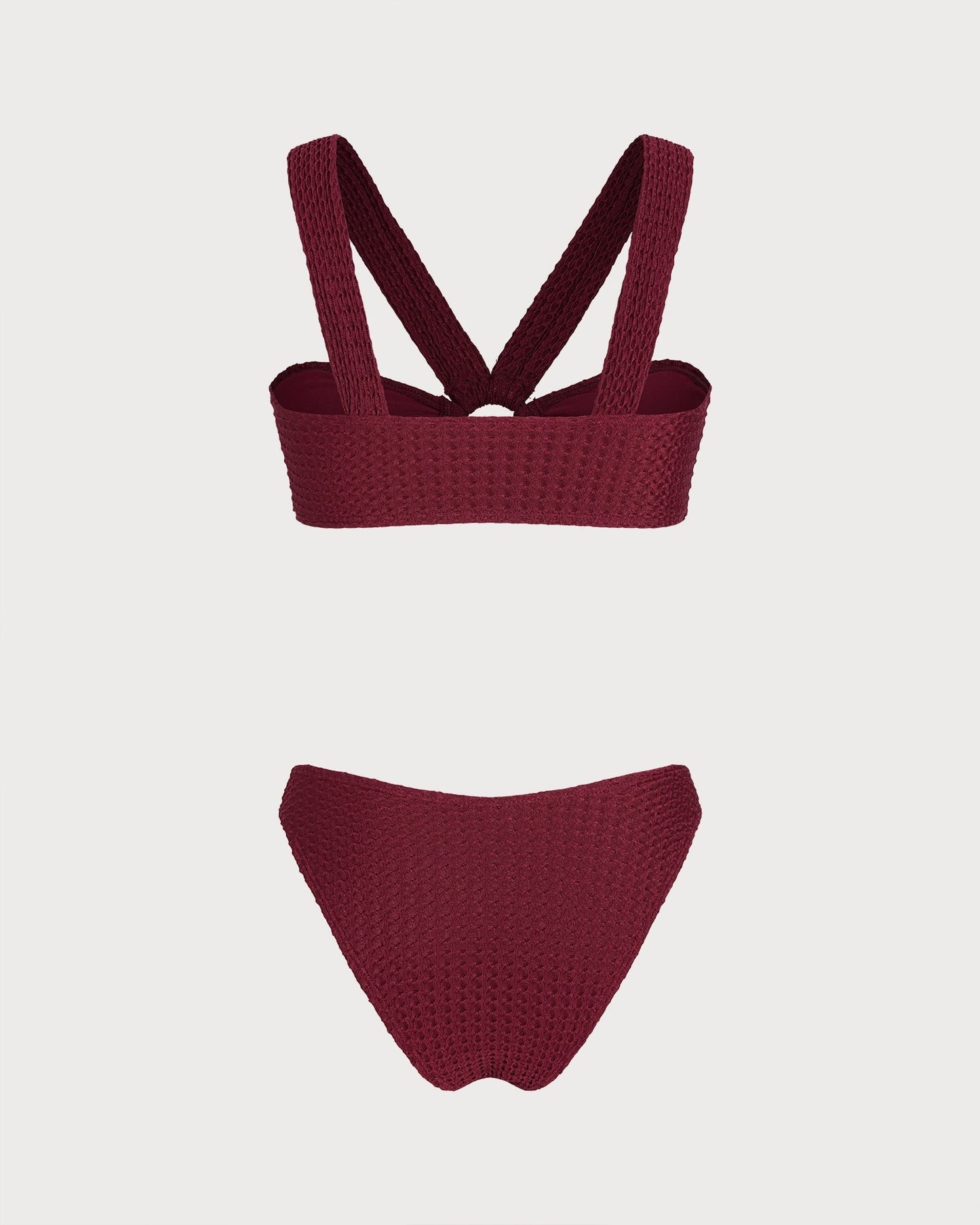 Conjunto de Bikini Triángulo con Anillo O Rojo Vino