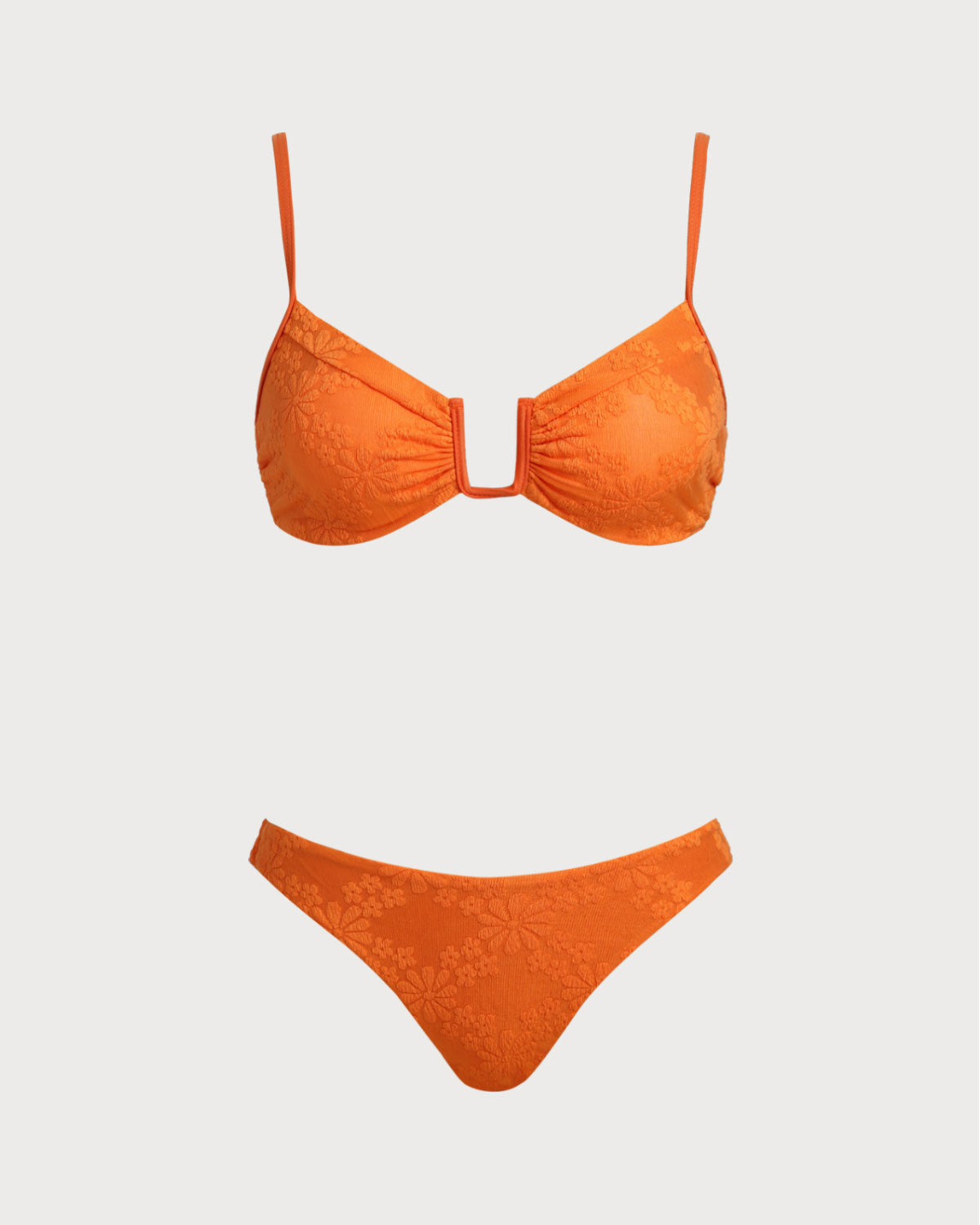 Conjunto de bikini tipo bralette de jacquard naranja