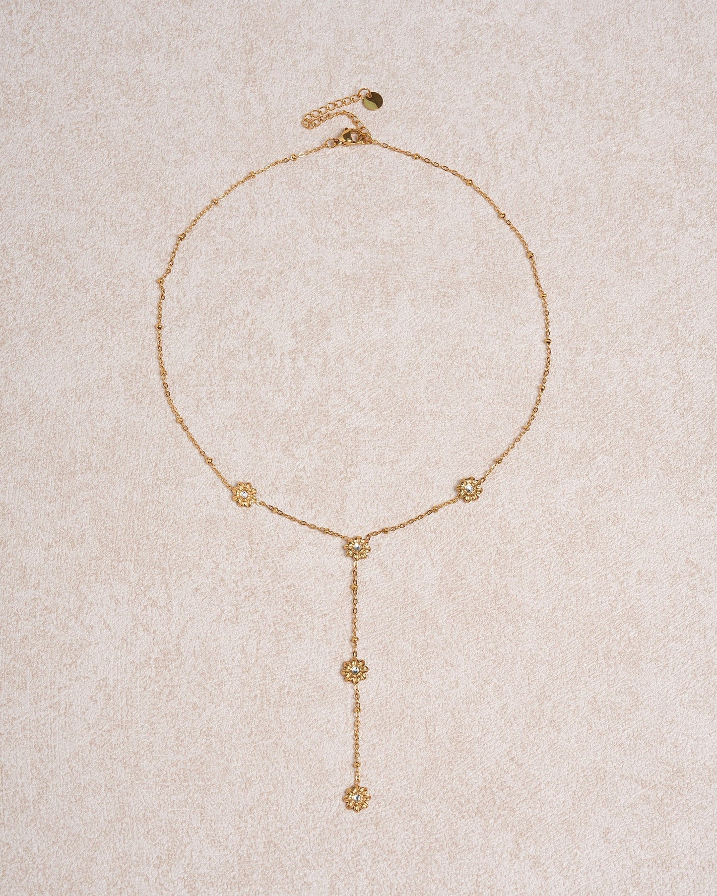 Collar de Clavícula de Circón Margarita Dorada