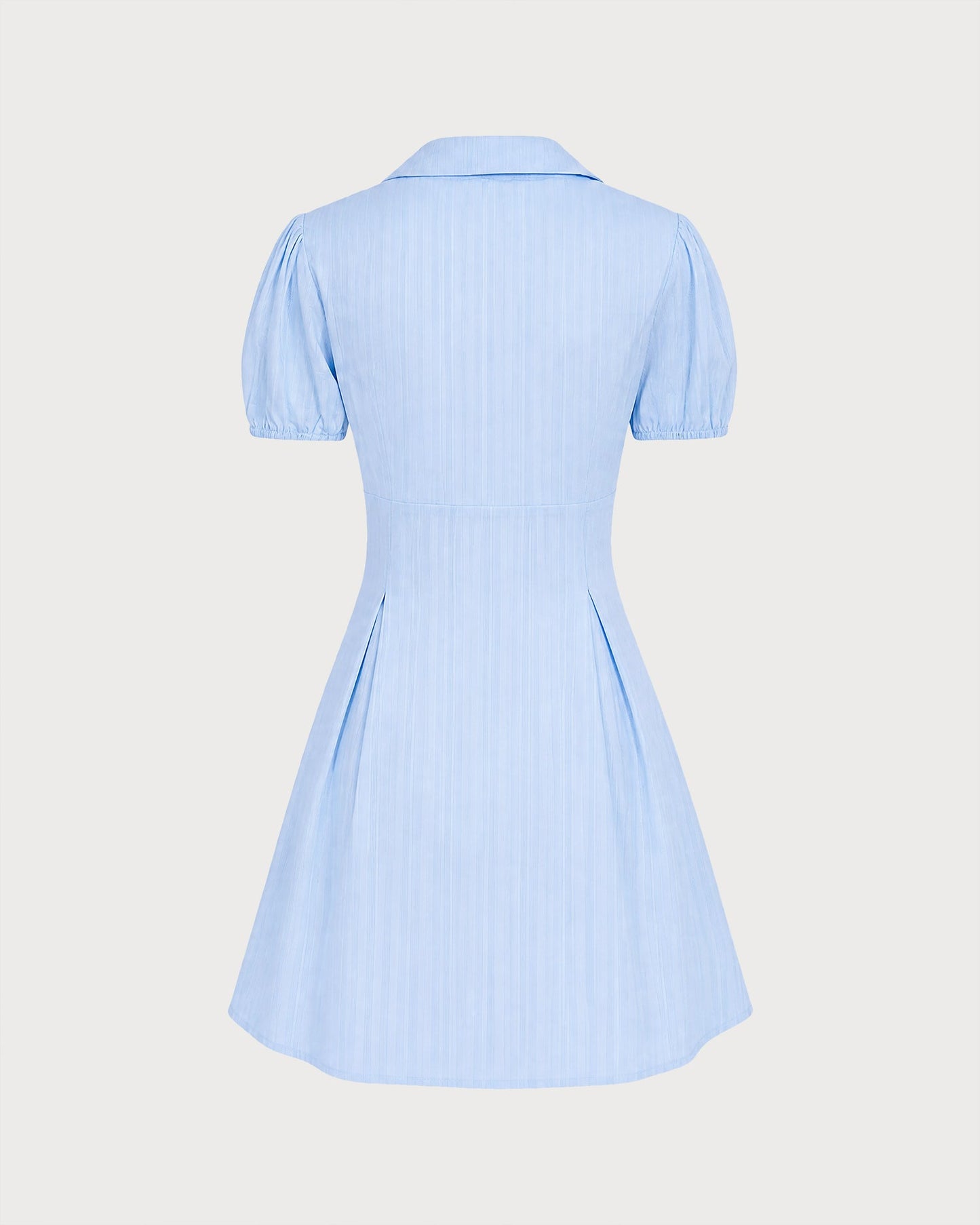 Vestido Mini Azul de Manga Abullonada con Botones