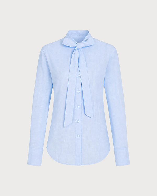 Camisa de botones con corbata de cuello trabajadora