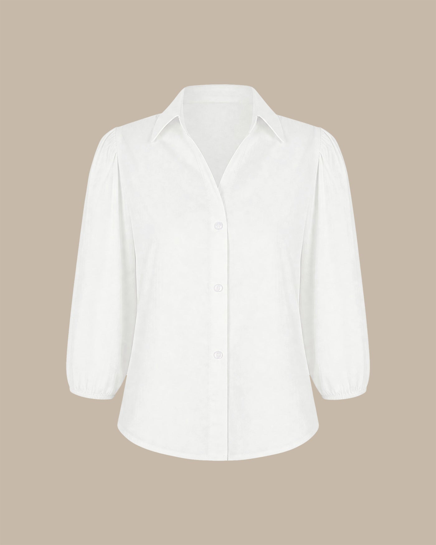 Camisa de botones con cuello blanco sólido
